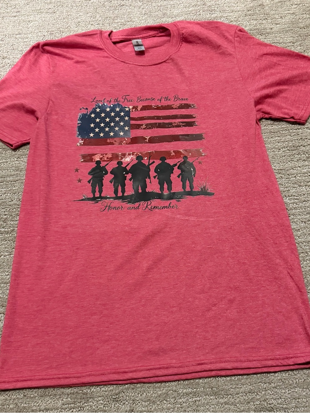 Women’s Red Patriotic Flag Tee - Honor and Remember